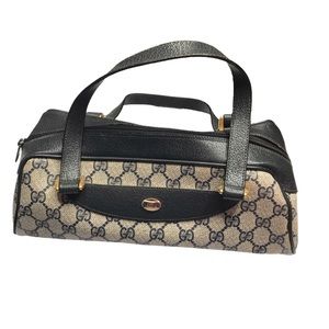 80s Vintage Gucci GG Web Barrel Papillion Handbag.